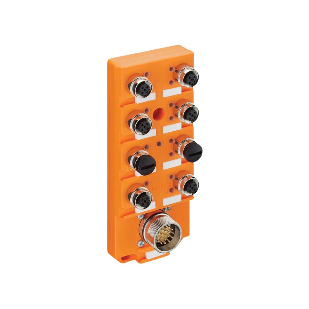 8 ports M12 Actuator  Sensor Distribution Box with M23 Quick-Disconnect for control cable